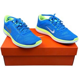 Nike Flex 2016 RN Women's Size 6.5 Running Shoes Blue Silver 830751-402